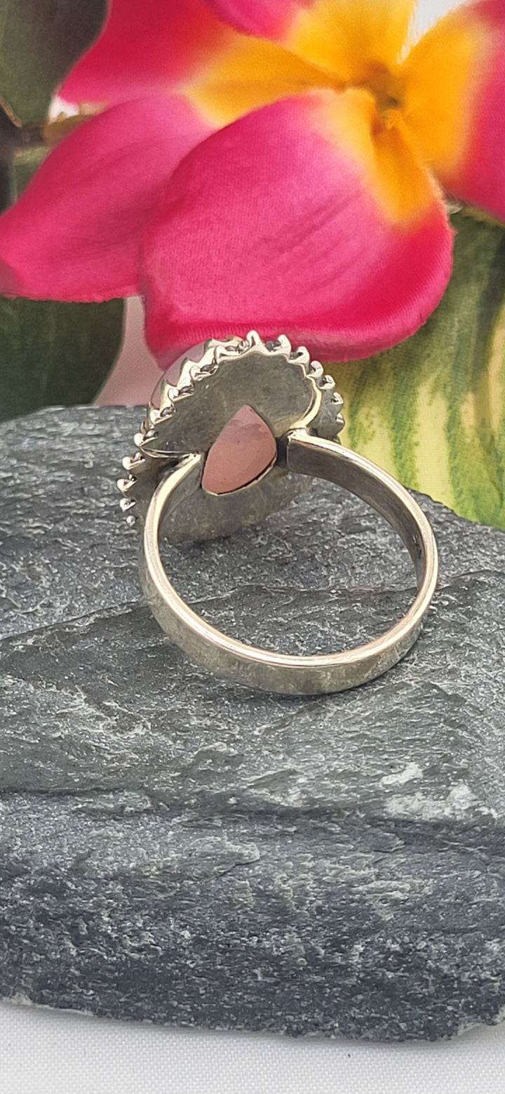 Morganite and 925 Sterling Silver Ring Size 8.5