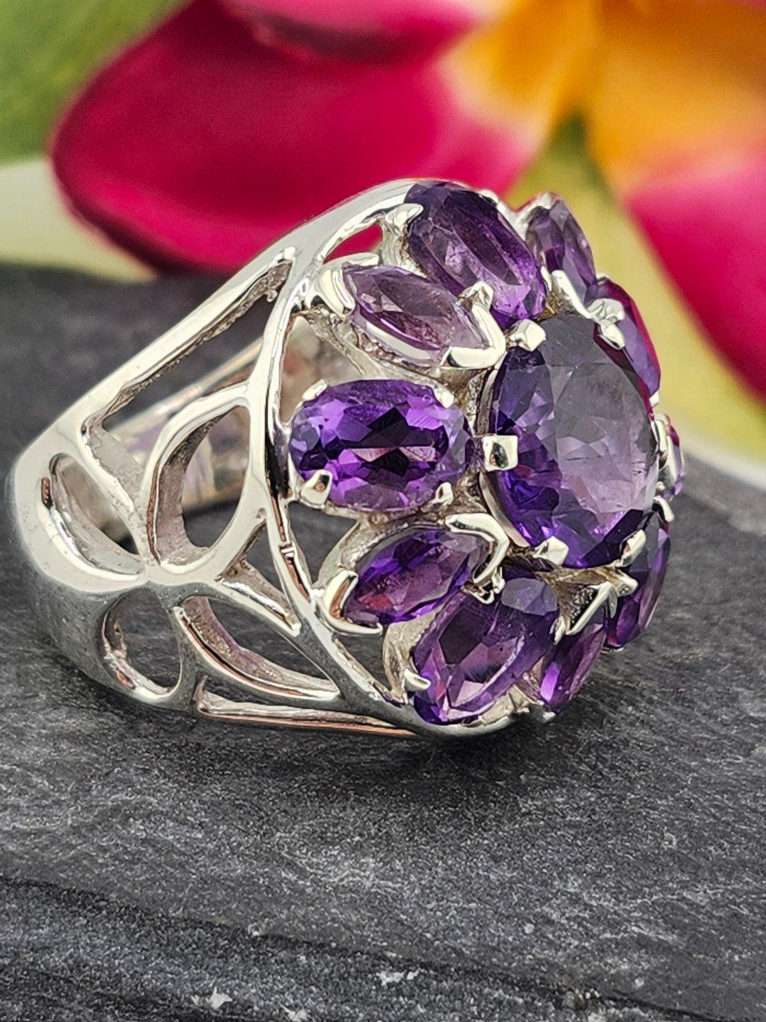 Cluster Amethyst Ring Size 8