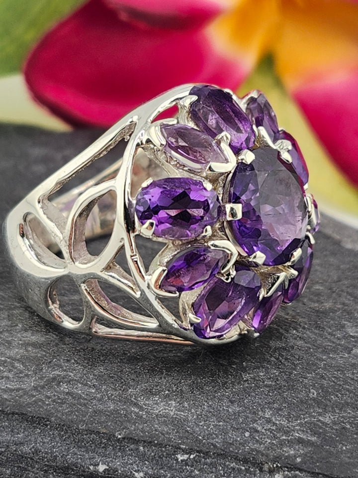 Cluster Amethyst Ring Size 8