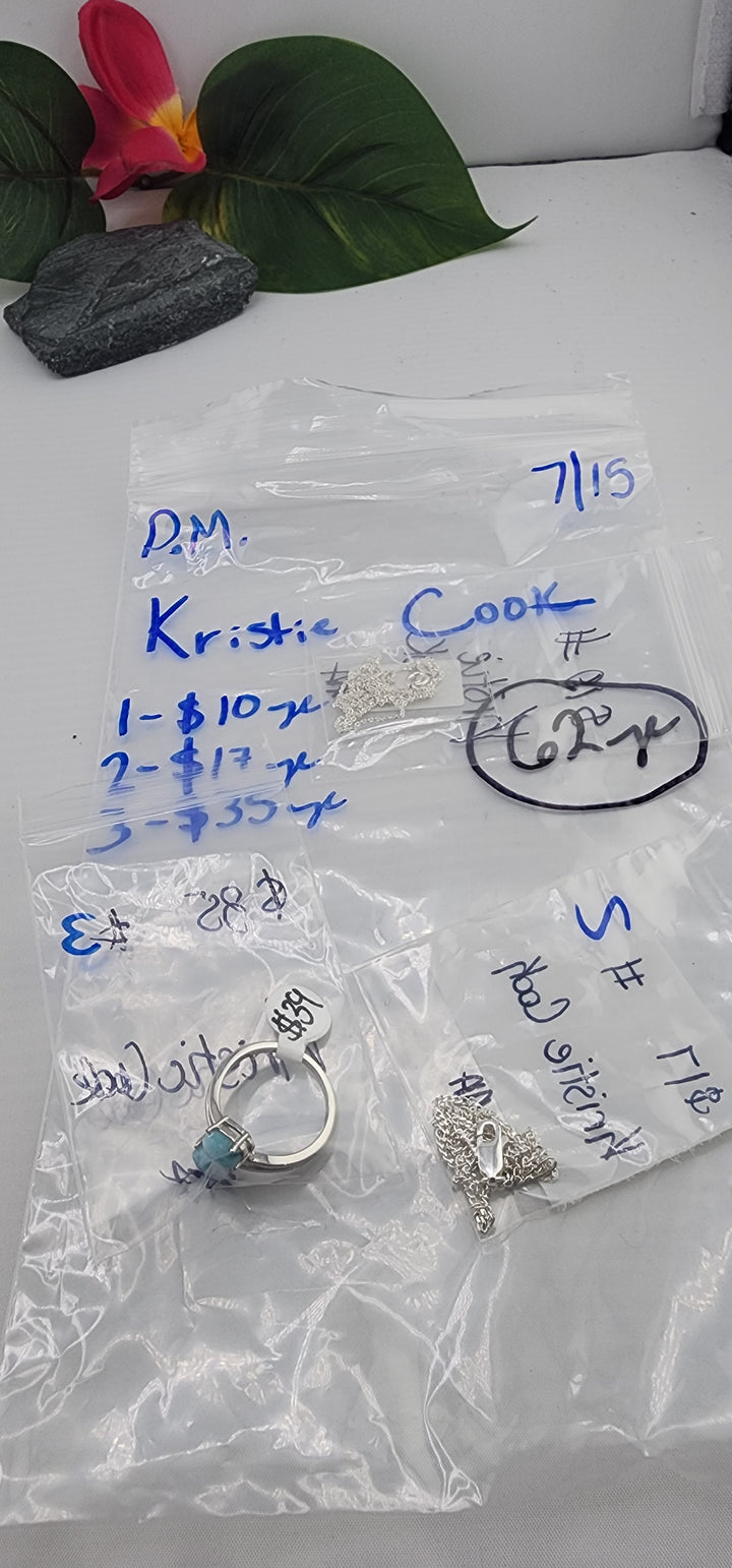 PM SHOW 48HR - RESERVED FOR: Kristie Cook - 7/15/2025 FL tiktok Live Show - 3 Sterling Silver Items