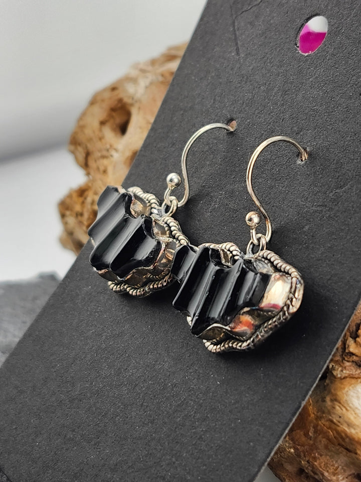Black Onyx Bat Dangle Earrings