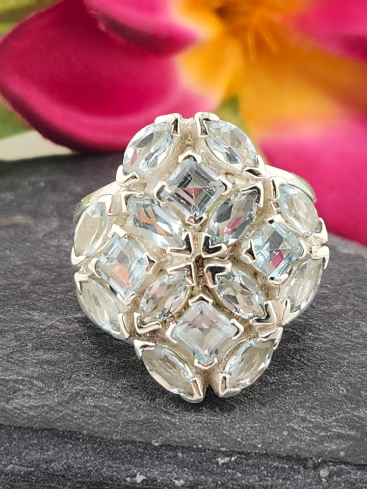 Cluster Topaz Ring Size 6
