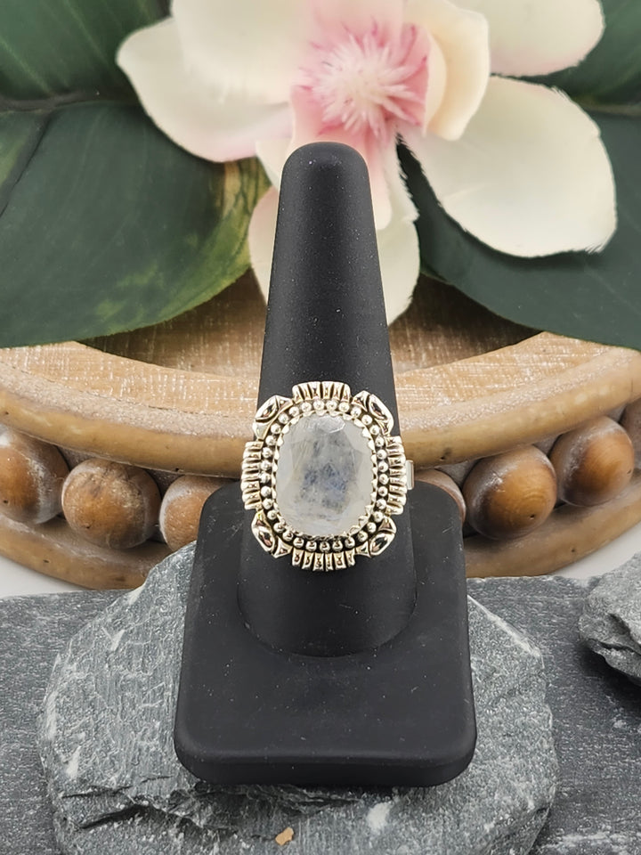 Faceted Moonstone Ring Size 10.5