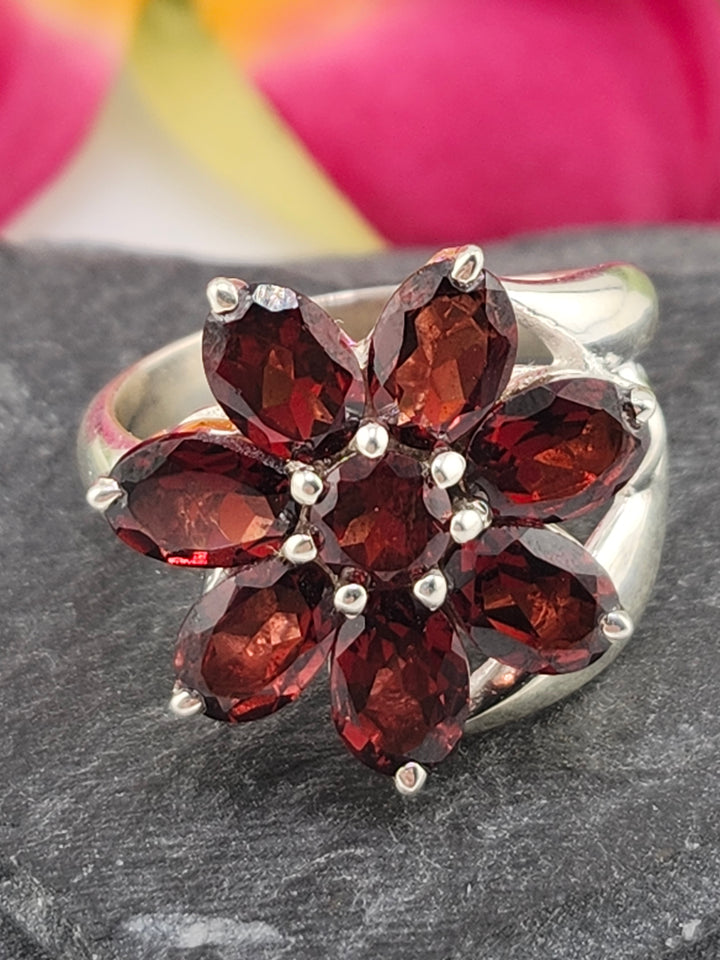 Cluster Garnet Ring Size 10