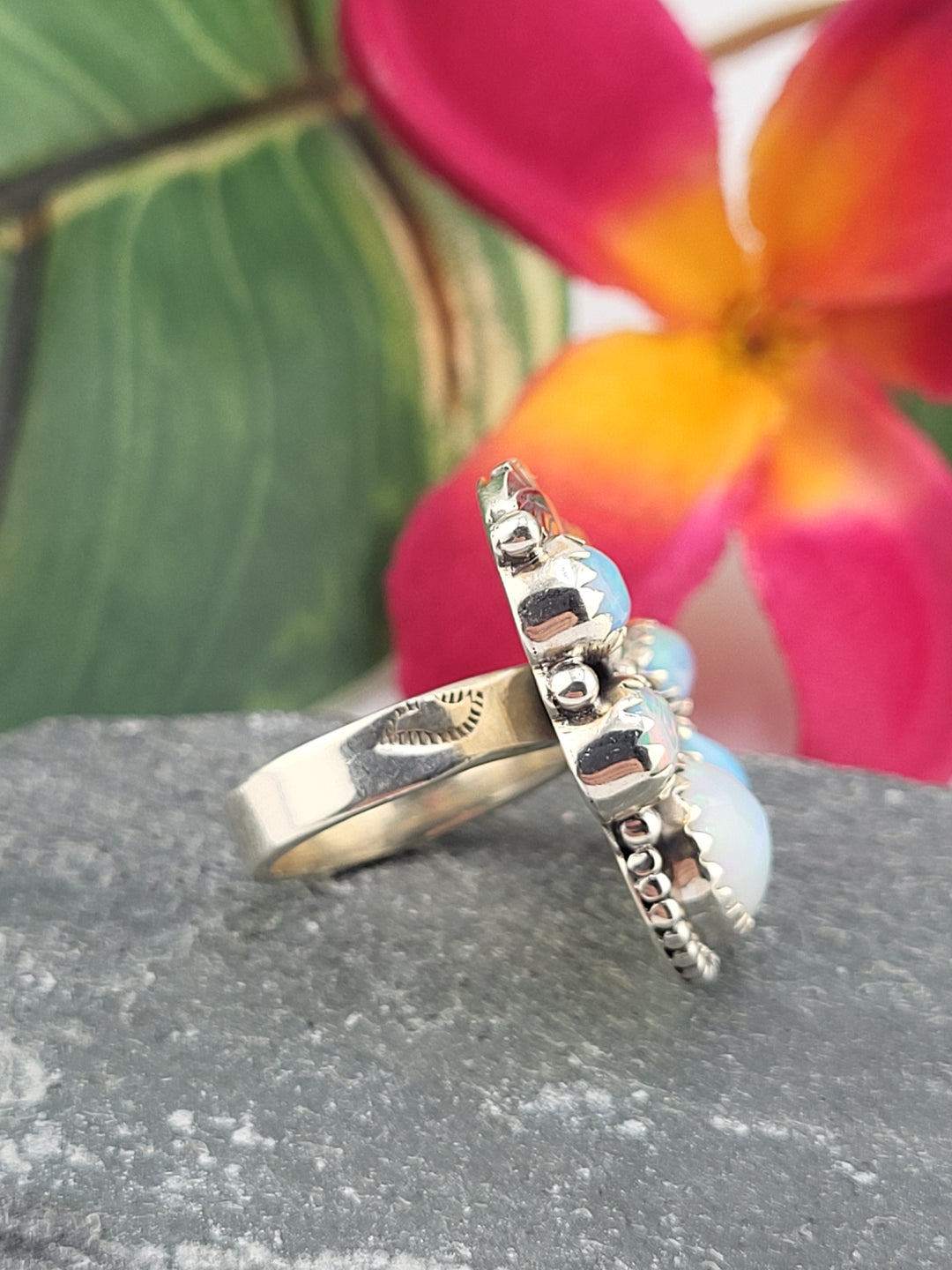 Cluster Ethiopian Opal Ring Size 6