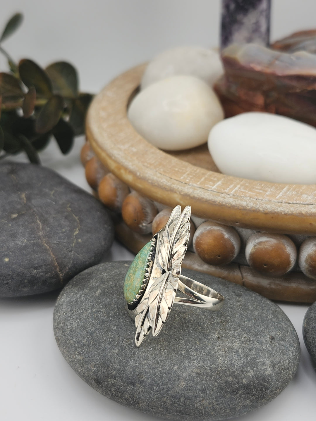 Turquoise & 925 Sterling Silver Ring Size 8