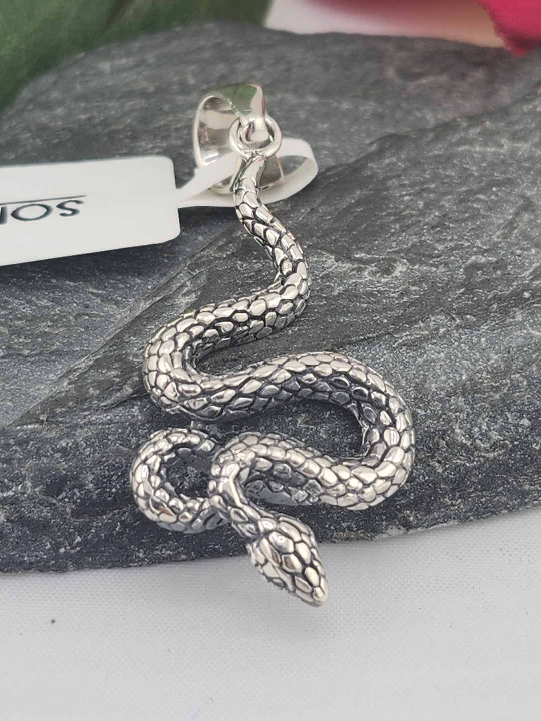 Designer SOMS 925 Sterling Silver Snake Pendant