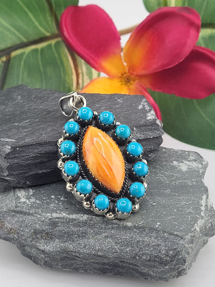 Spiny Oyster & Turquoise Pendant