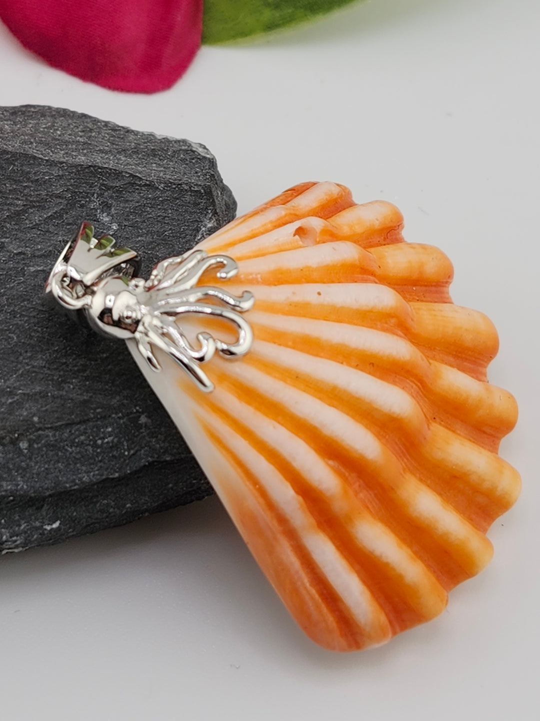 Carved Spiny Oyster Sea Shell Pendant