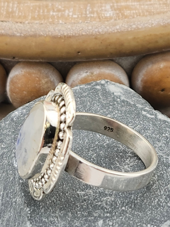 Faceted Moonstone Ring Size 9
