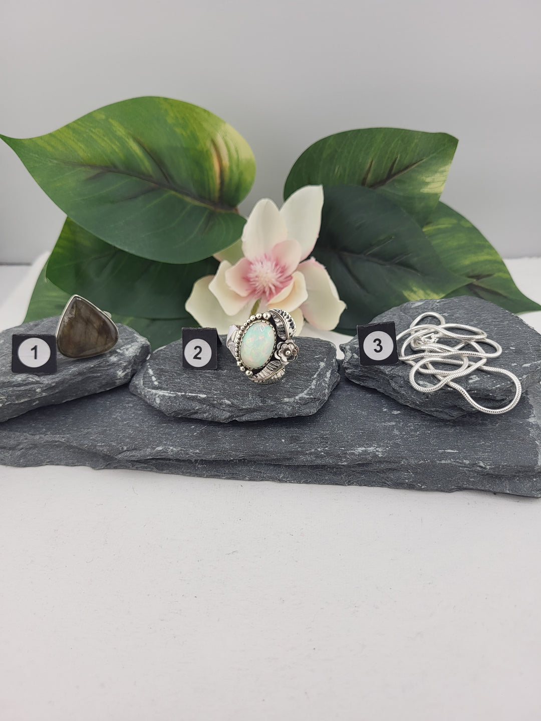 RESERVED FOR: Flower & Moon Crystals - 1/20/2025 - 2 Sterling Silver Items