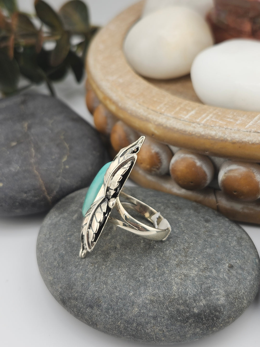 Turquoise & 925 Sterling Silver Ring Size 6¼