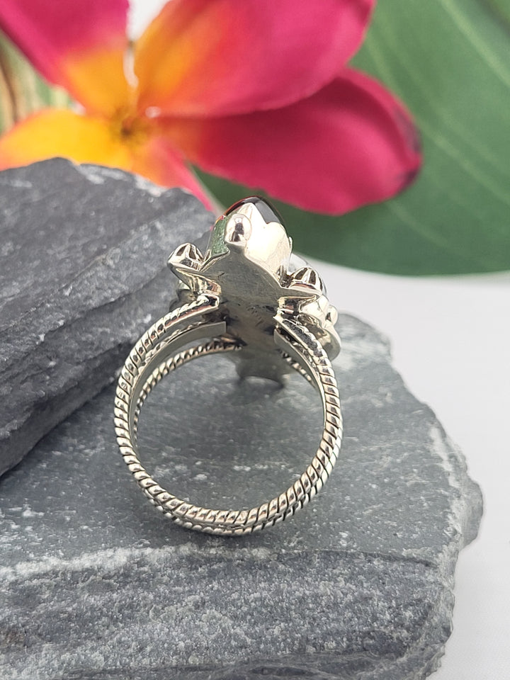 Dendritic Opal & Black Onyx Ring Size 9