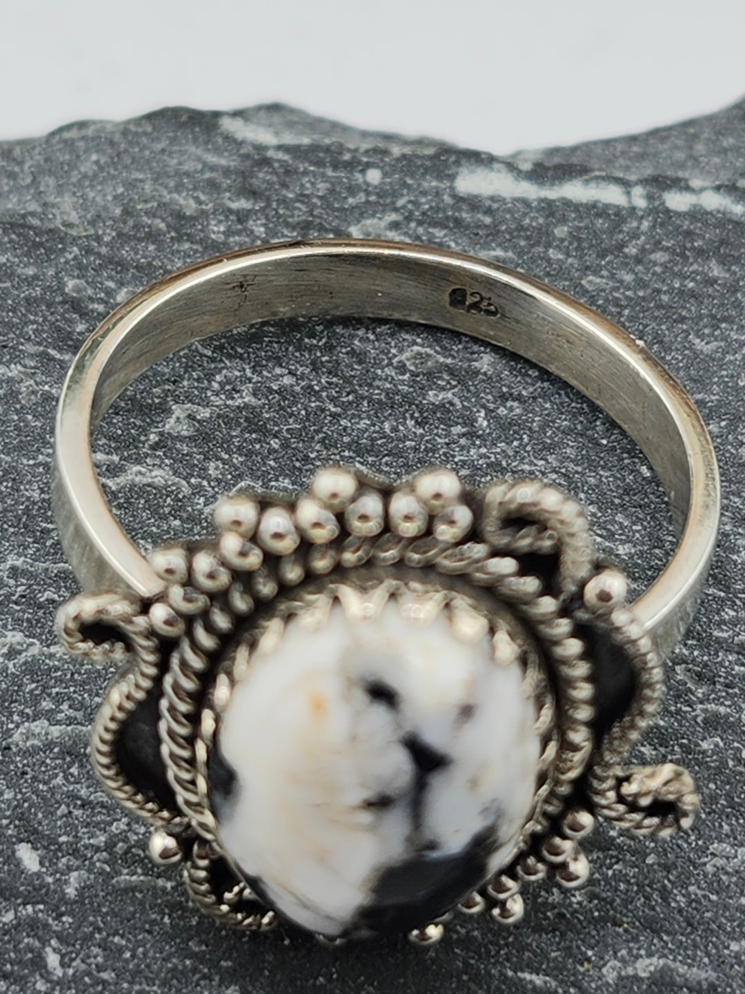 White Buffalo Oval Ring