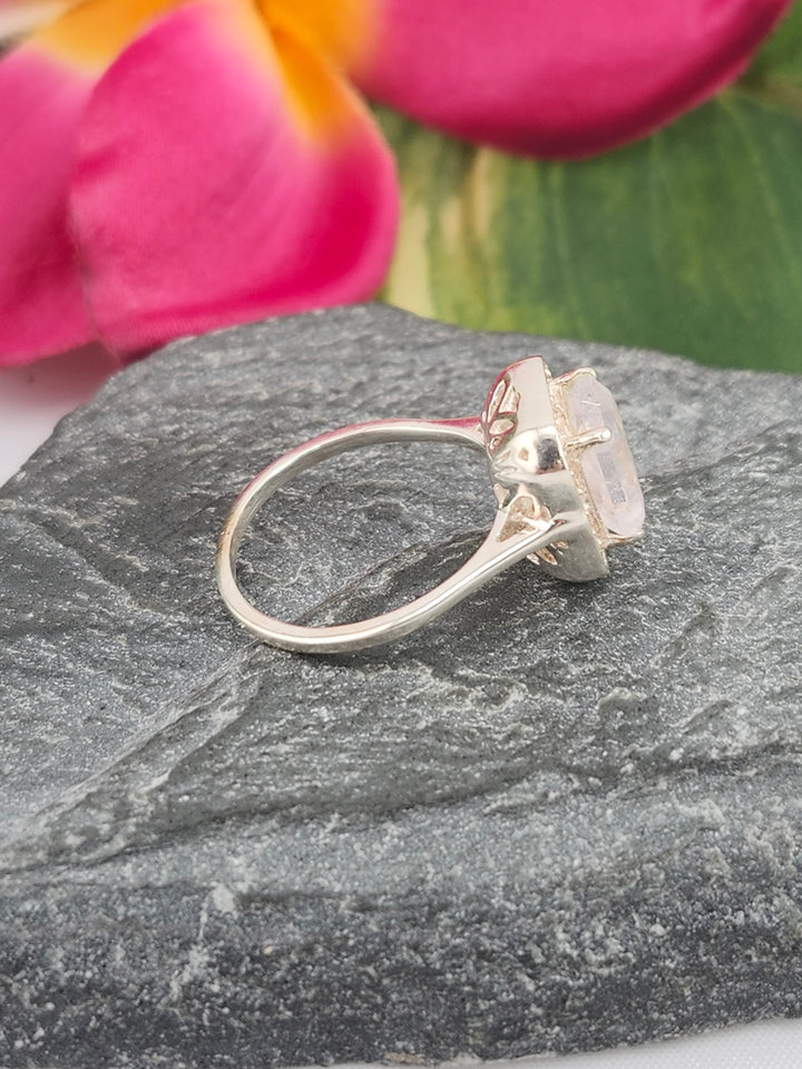Morganite/Cubic Zirconia 925 Sterling Silver Ring - Size 5