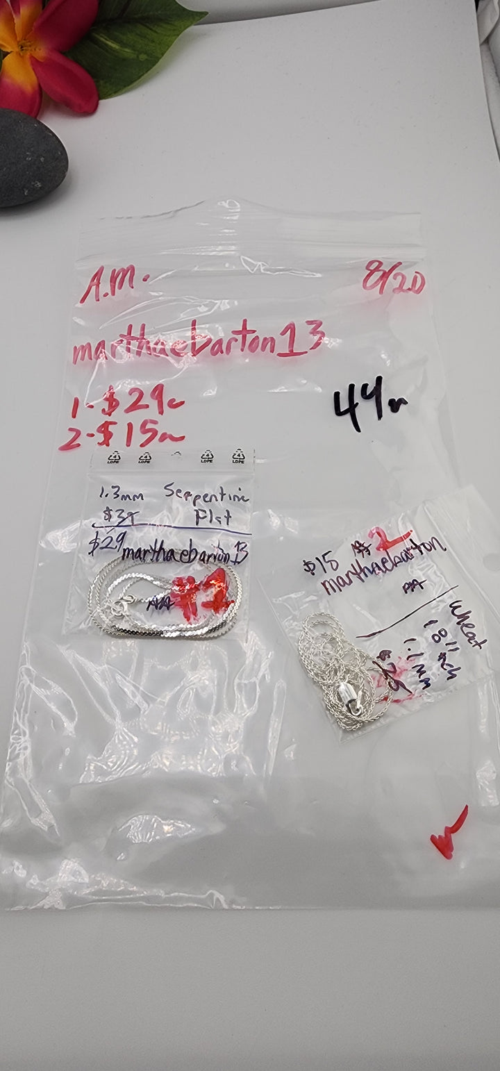 AM SHOW 48HR - RESERVED FOR: marthaebarton13 - 8/20/2025 FL tiktok Live Show - 2 Sterling Silver Items