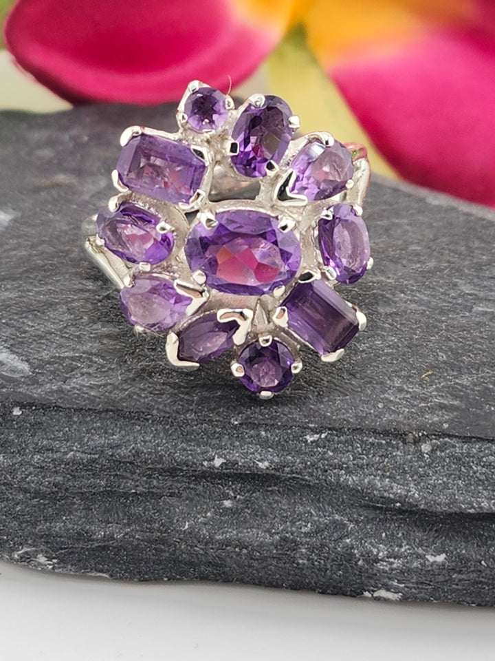 Cluster Amethyst Ring Size 7