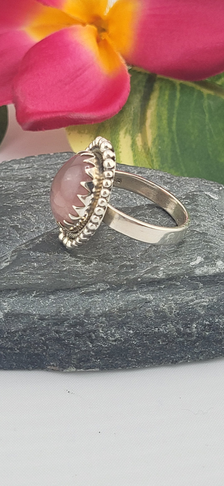 Morganite and 925 Sterling Silver Ring Size 7.5