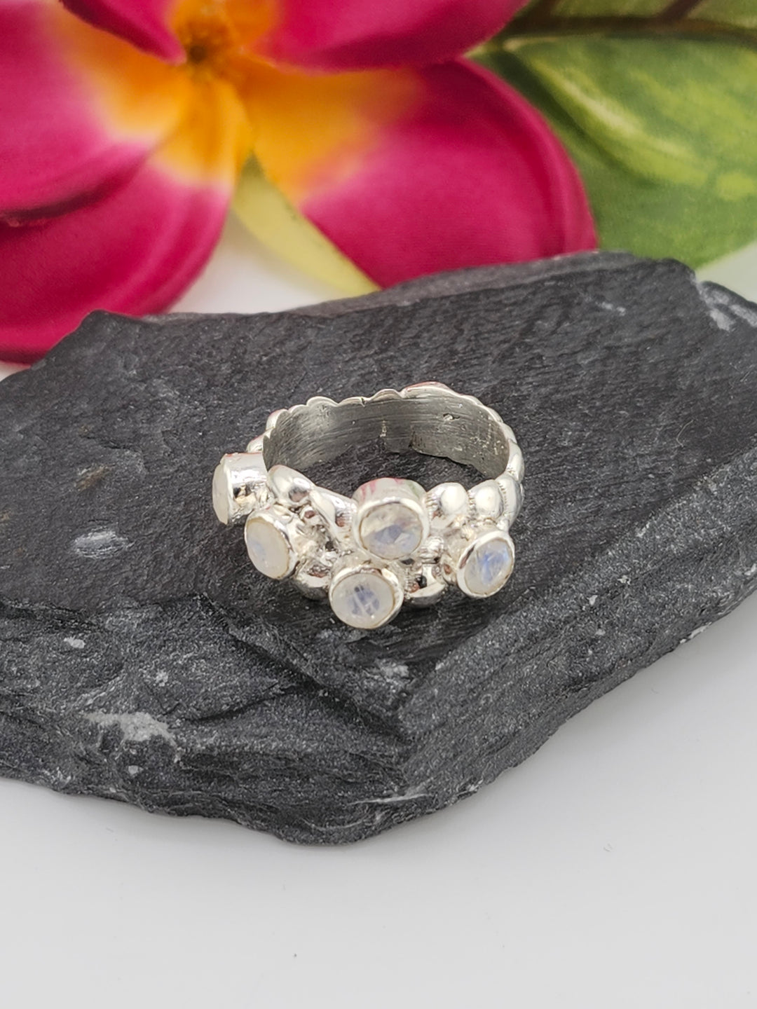 Multistone moonstone and 925 Sterling Silver Ring