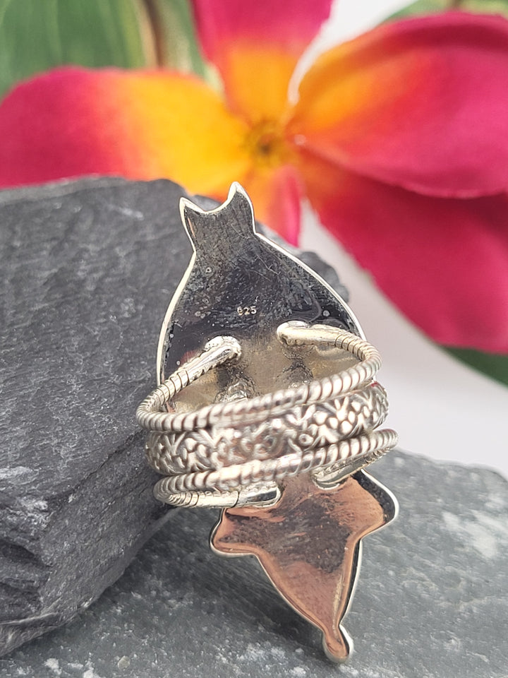 Turquoise & Baltic Amber Ring Size 7