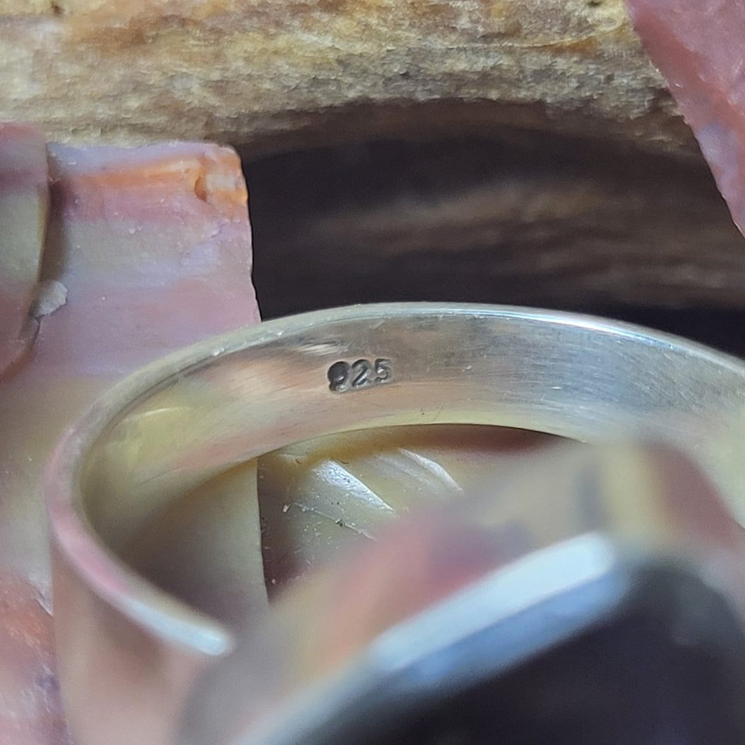 Natural Canadian Ammolite 925 Sterling Silver Ring