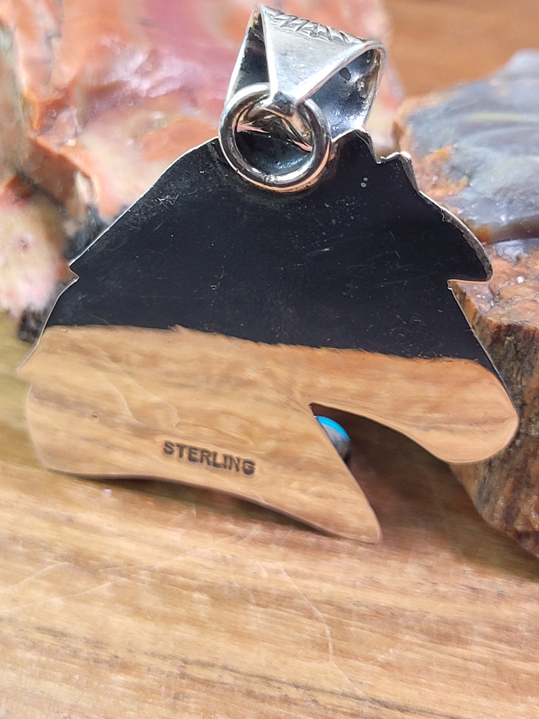 Natural Queen Conch & Turquoise Horse Pendant 925 Sterling Silver