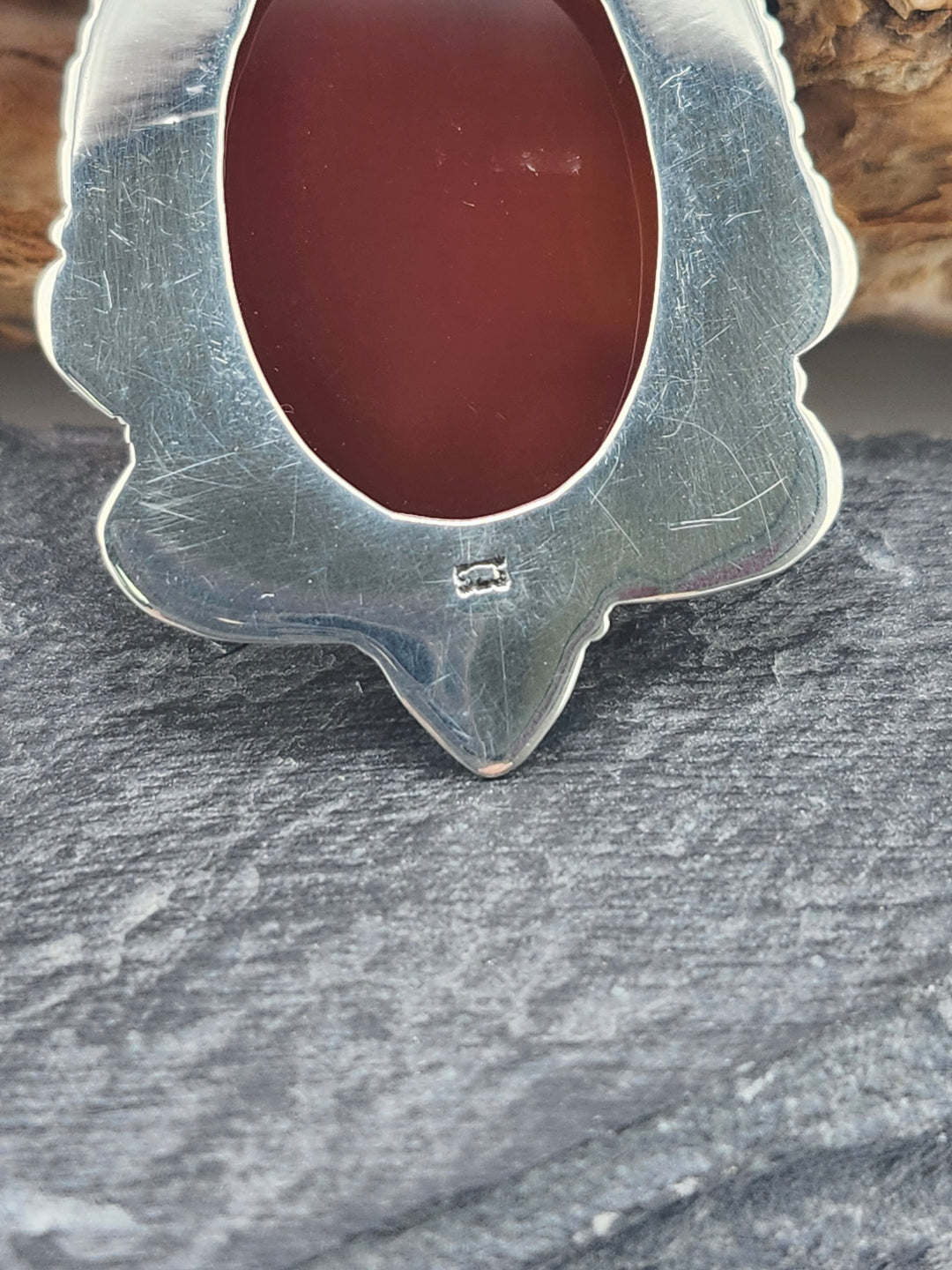 Carnelian Amber Pendant in sterling silver