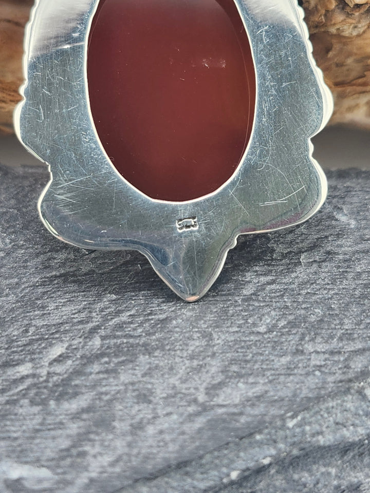 Carnelian Amber Pendant in sterling silver