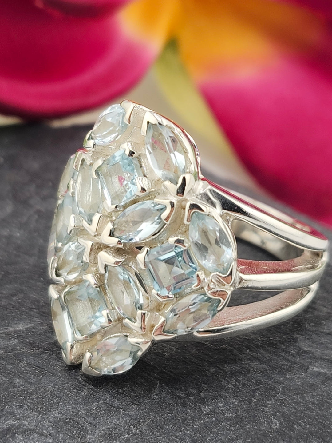 Cluster Topaz Ring Size 6