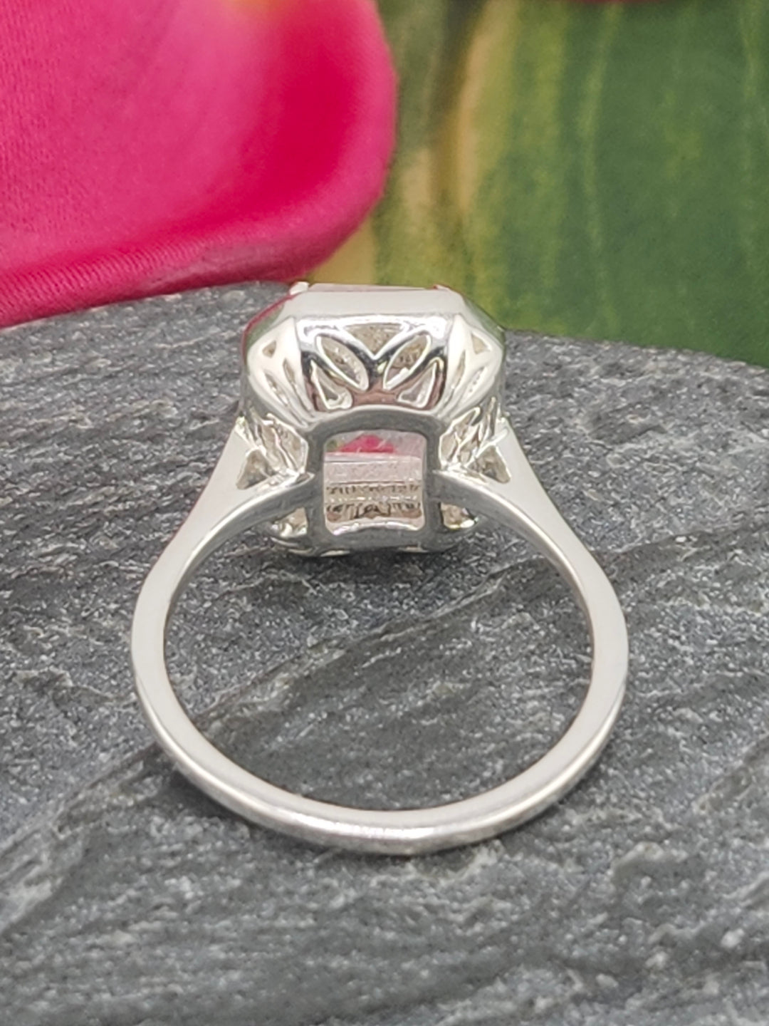 Morganite/Cubic Zirconia 925 Sterling Silver Ring - Size 4.75