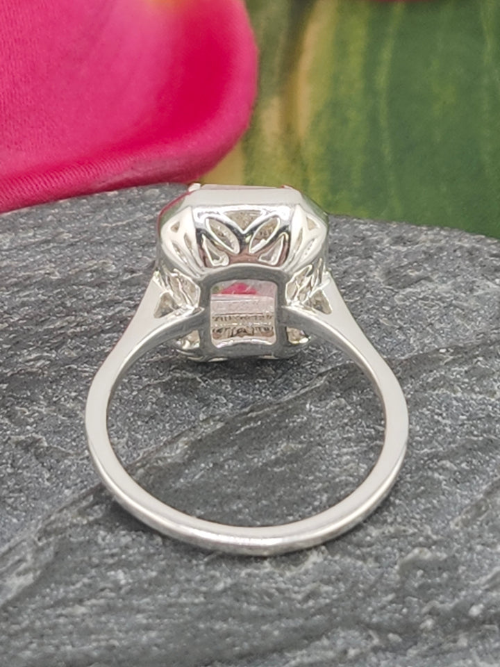 Morganite/Cubic Zirconia 925 Sterling Silver Ring - Size 4.75