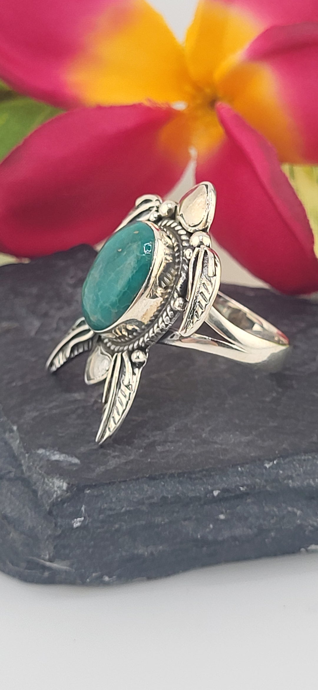 Turquoise and 925 Sterling Silver Turtle Ring Size 8