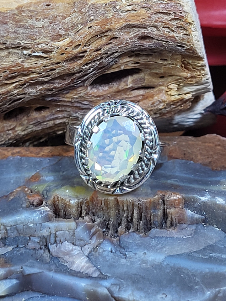 Natural Ethiopian Opal 925 Sterling Silver Ring - Size 6