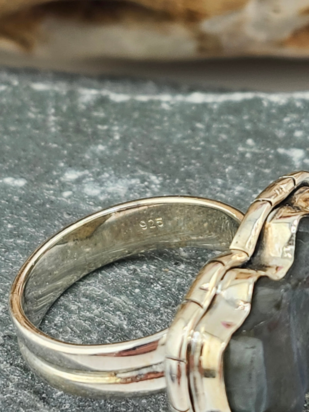 Blue Labradorite Bat Ring Size 6