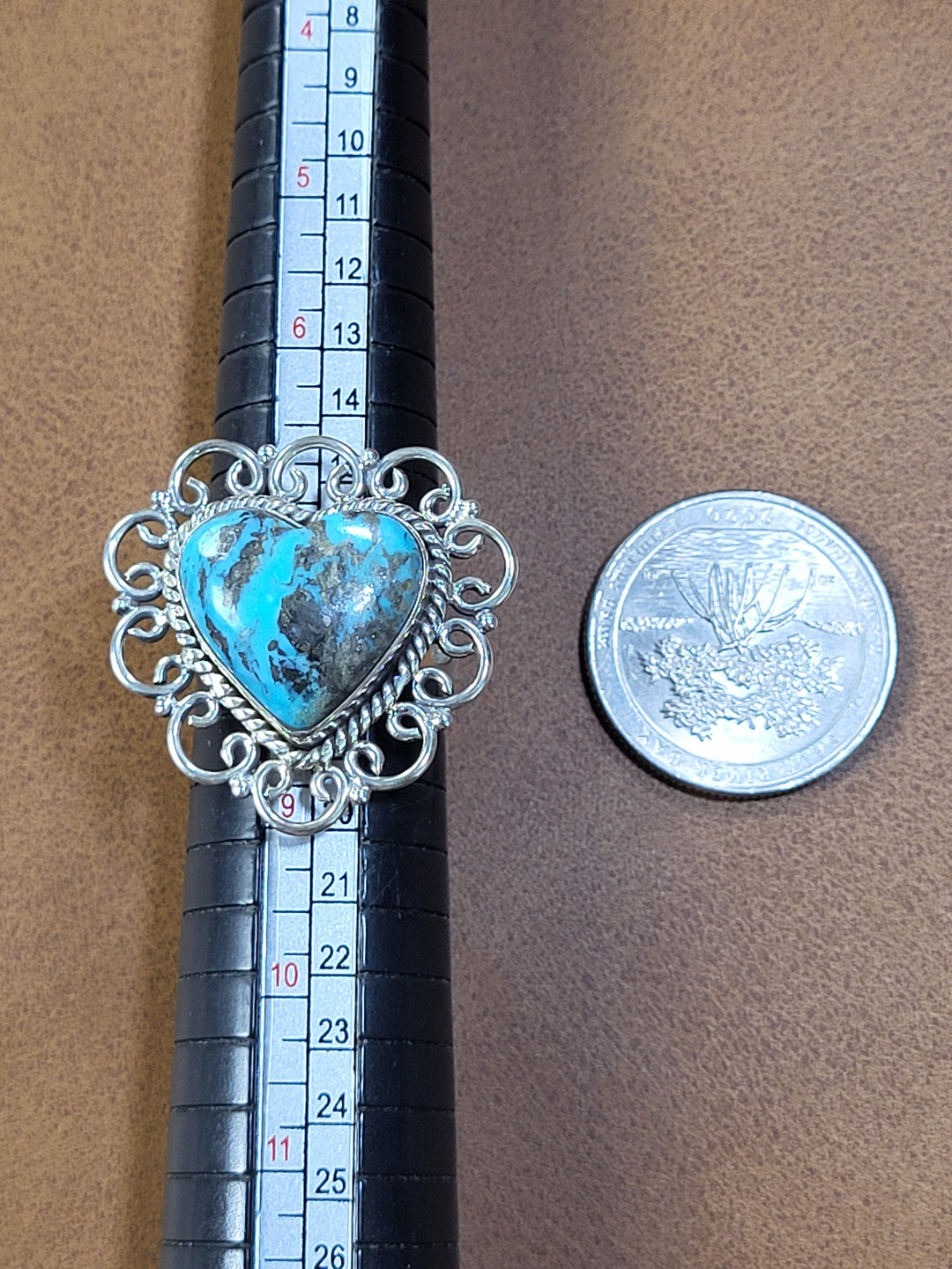 Natural Morenci Turquoise Heart Shaped 925 Sterling Silver Ring