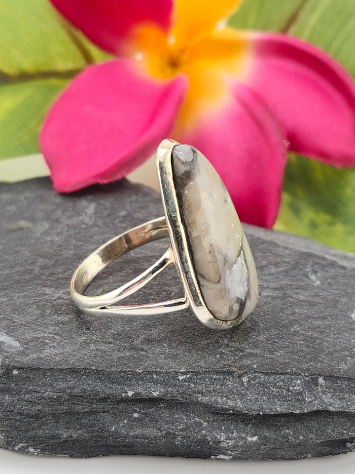 Mushroom Jasper & 925 Sterling Silver Ring Size 9.25