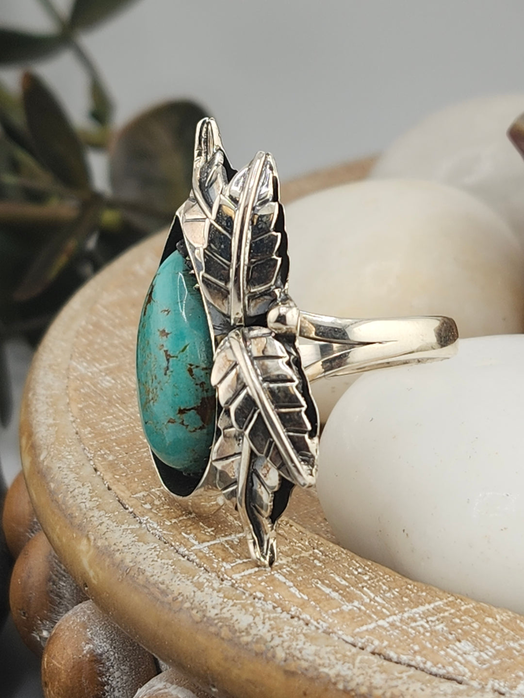 Turquoise & 925 Sterling Silver Ring Size 8.5