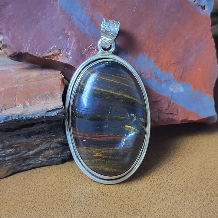 Iron Tiger's Eye 925 Sterling Silver Pendant