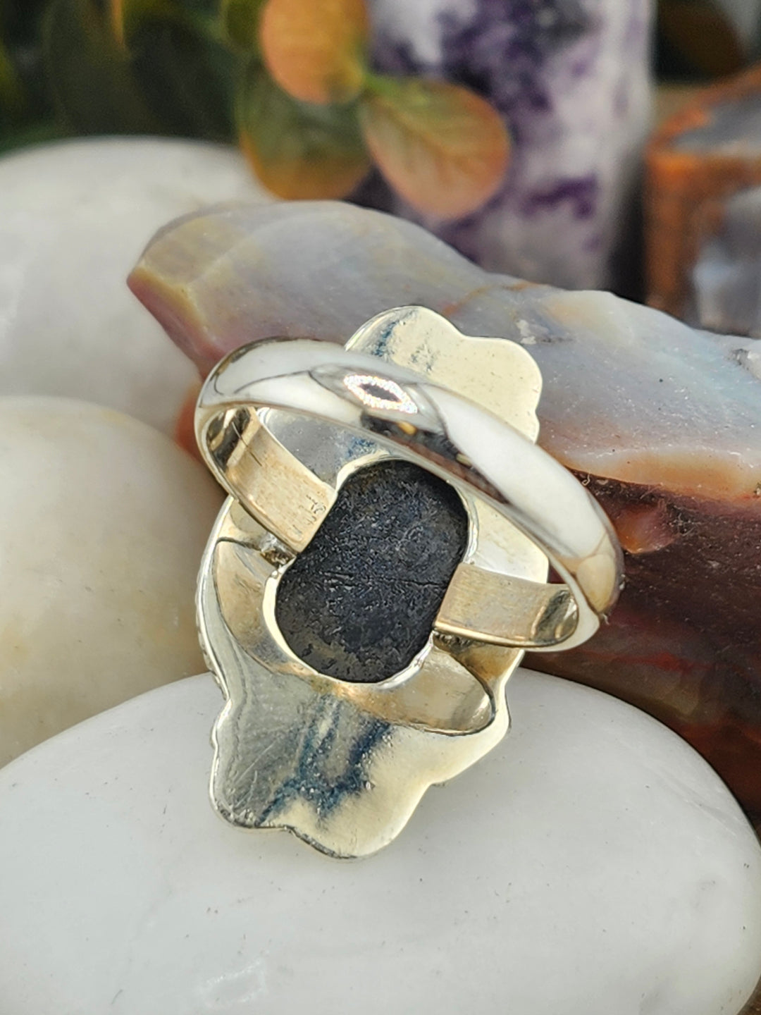 Raw Black Tourmaline 925 Sterling Silver Ring Size 9