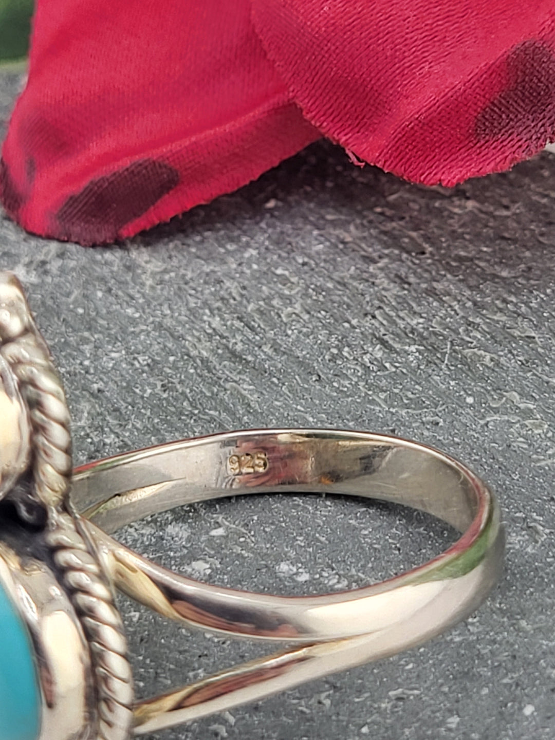 Turquoise & Baltic Amber Ring Size 10