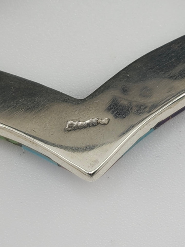 Regie 925 Sterling Silver Mosiac Multi-stone Inlay Cuff