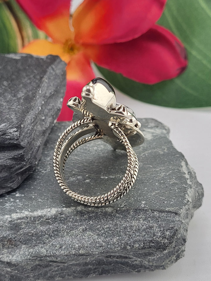 Dendritic Opal & Black Onyx Ring Size 7