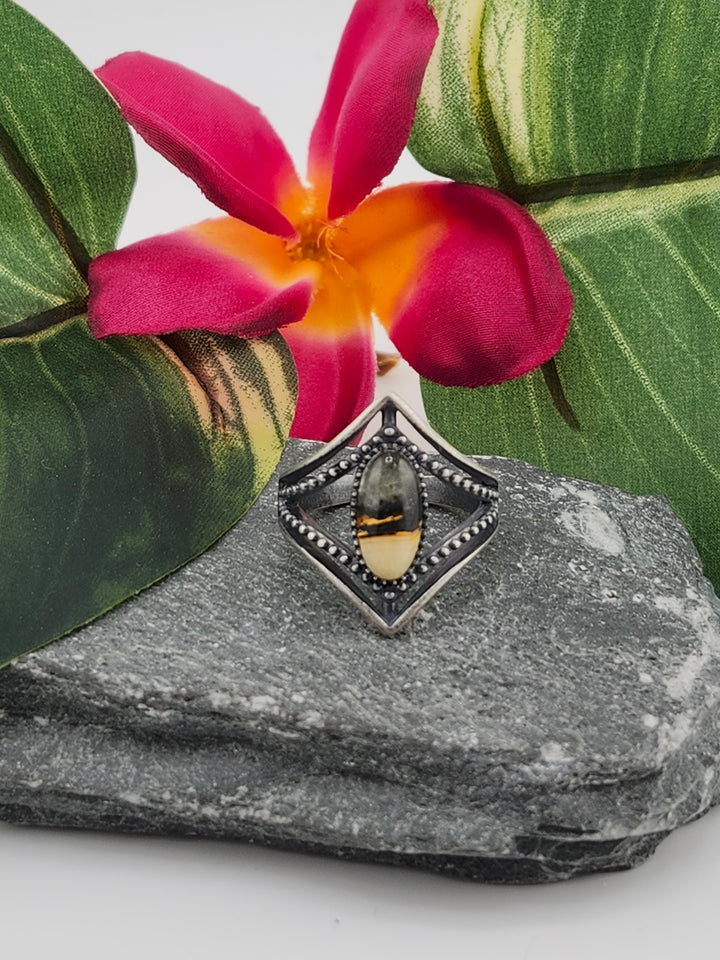 Oxidized Marquee Bumblebee Jasper Ring Size 7