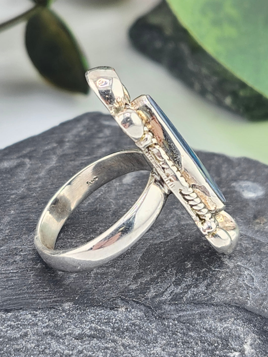 Australian Opal Doublet and 925 Sterling Silver Ring - Size 6.5