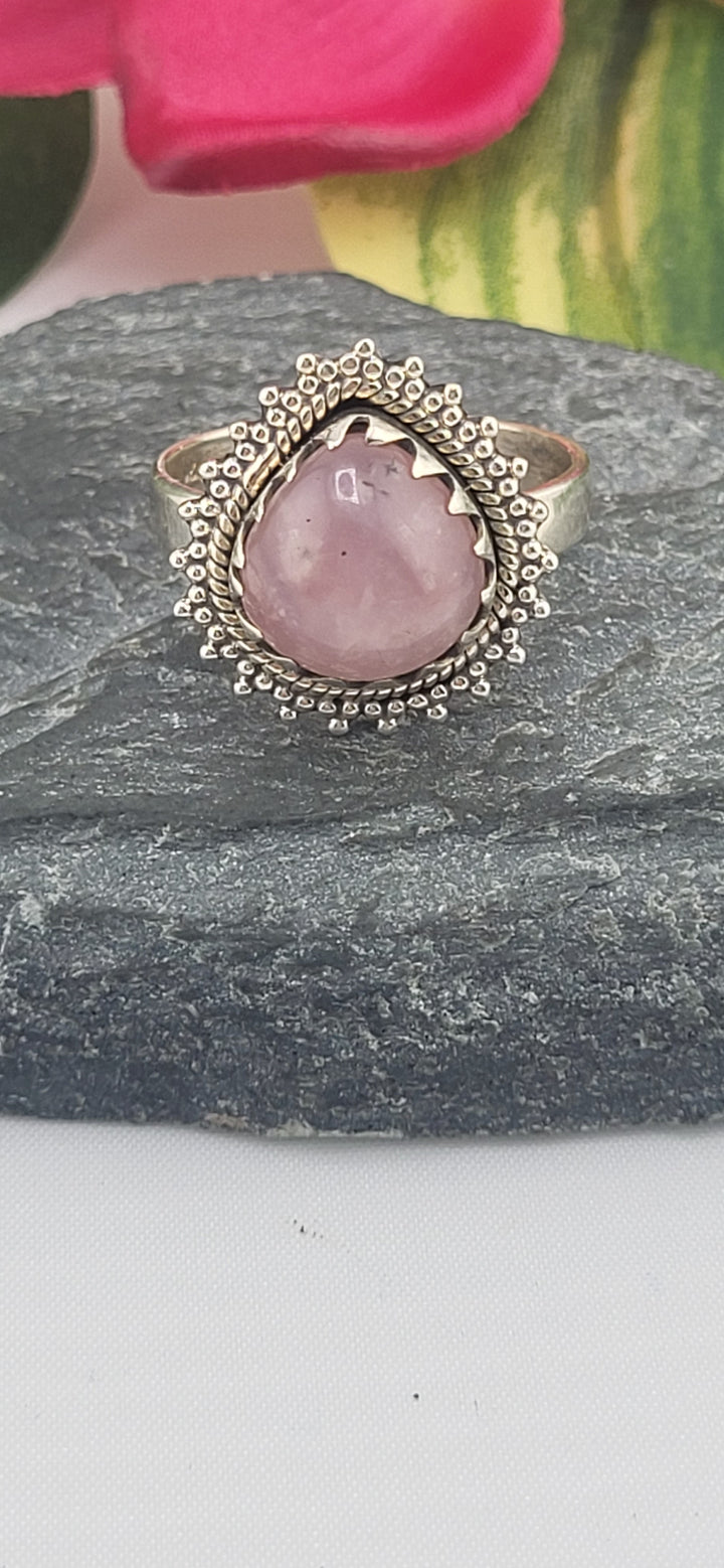 Morganite and 925 Sterling Silver Ring Size 9