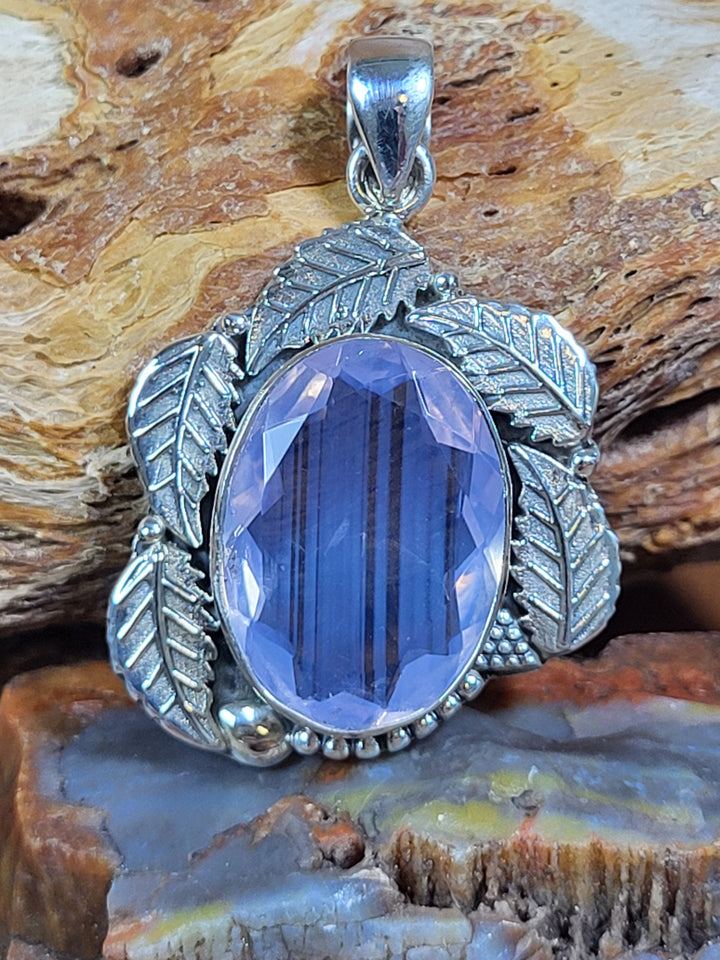 Natural Lavender Quartz 925 Sterling Silver Pendant - 1 1/2"