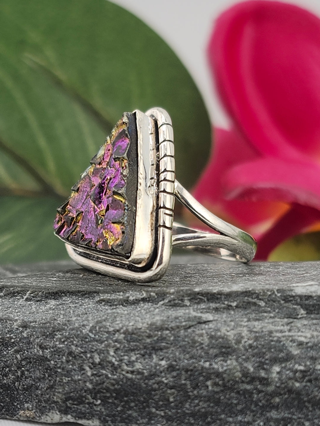 Titanium Druzy 925 Sterling Silver Ring Size 5