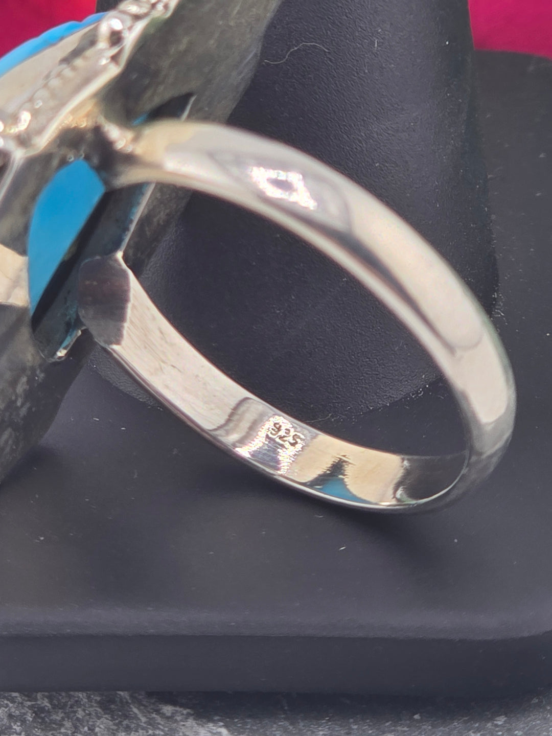 Carved American Turquoise sterling silver 925 ring size 12