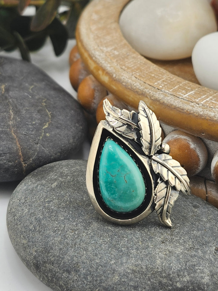 Turquoise & 925 Sterling Silver Ring Size 6¼