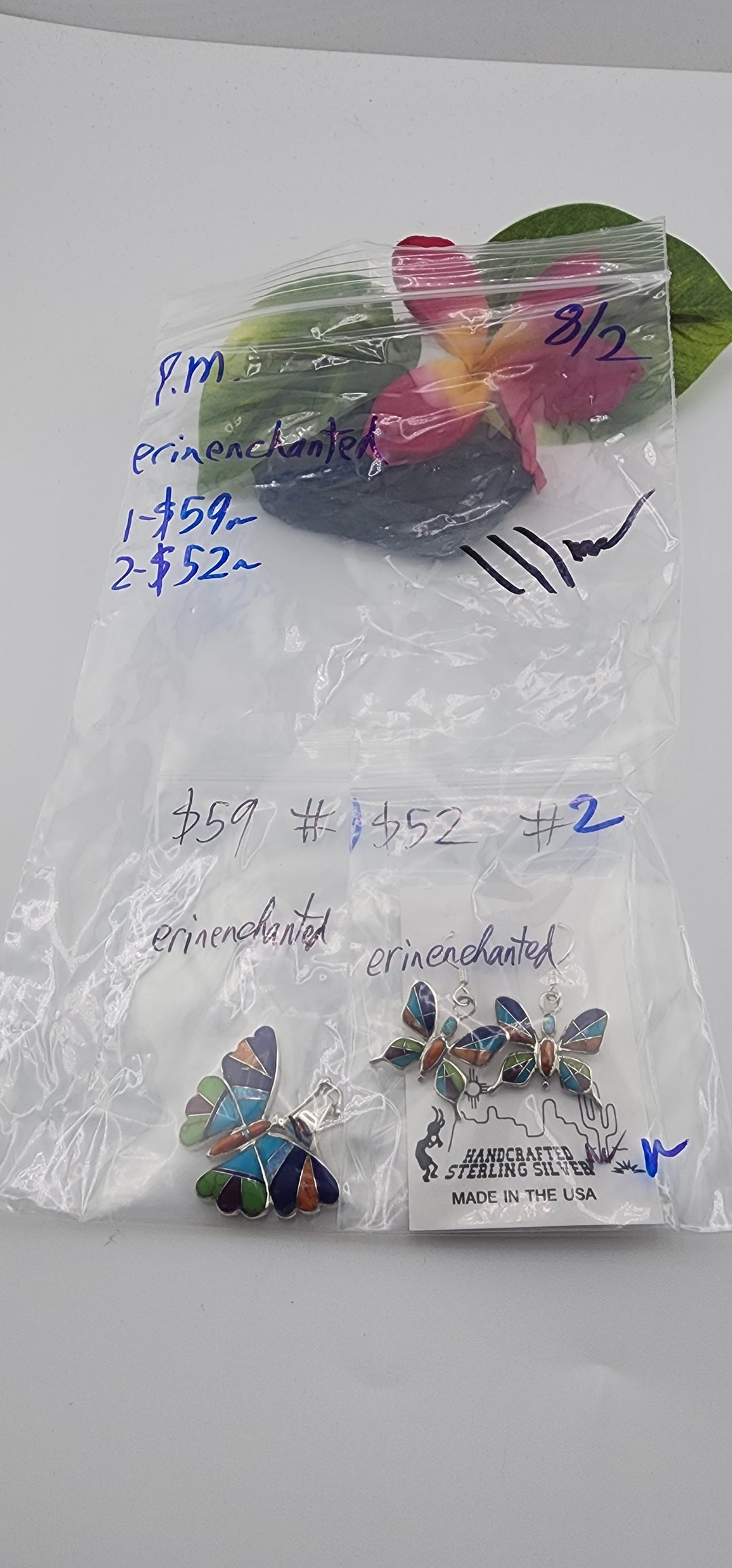 PM SHOW 48HR - RESERVED FOR: erinenchanted  - 8/2/2025 FL tiktok Live Show - 2 Sterling Silver Items